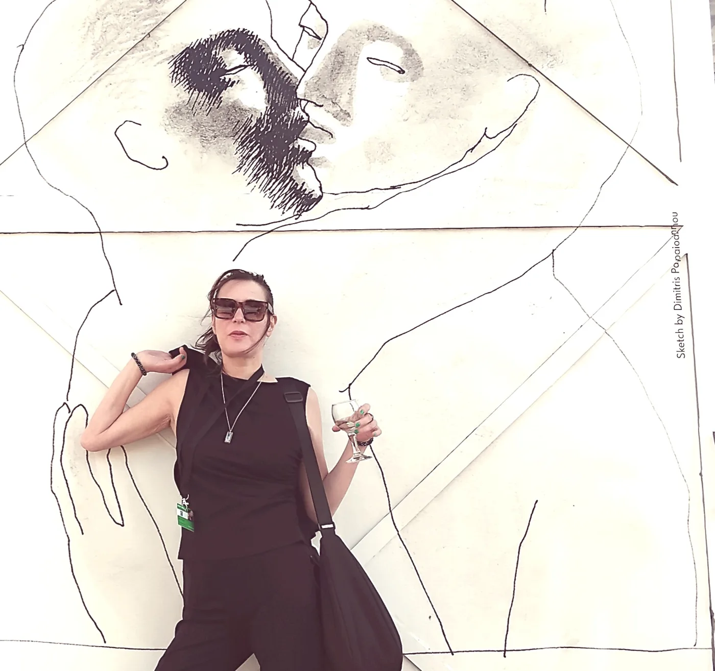 Portrait devant le dessin mural